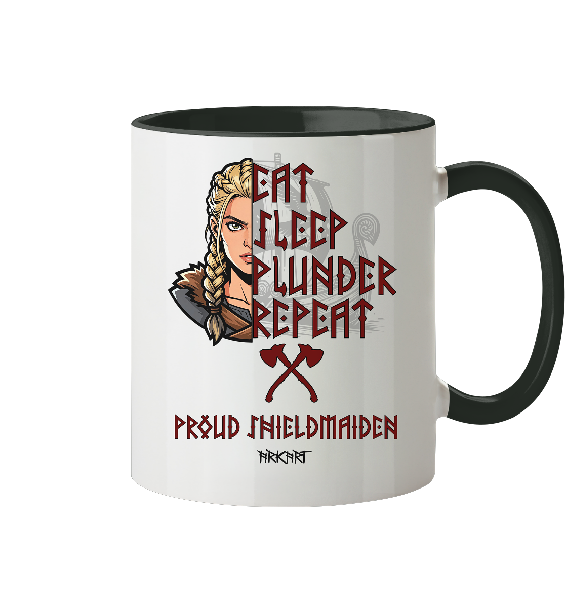 Eat, Sleep, Plunder, Repeat - Shieldmaiden - Tasse zweifarbig