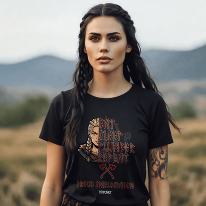 Eat, Sleep, Plunder, Repeat - Shieldmaiden - Shirt Damen Fitted Cut