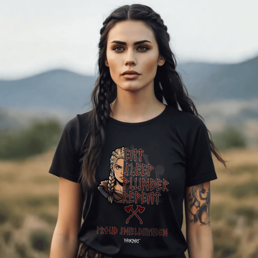 Eat, Sleep, Plunder, Repeat - Shieldmaiden - Shirt Damen Fitted Cut
