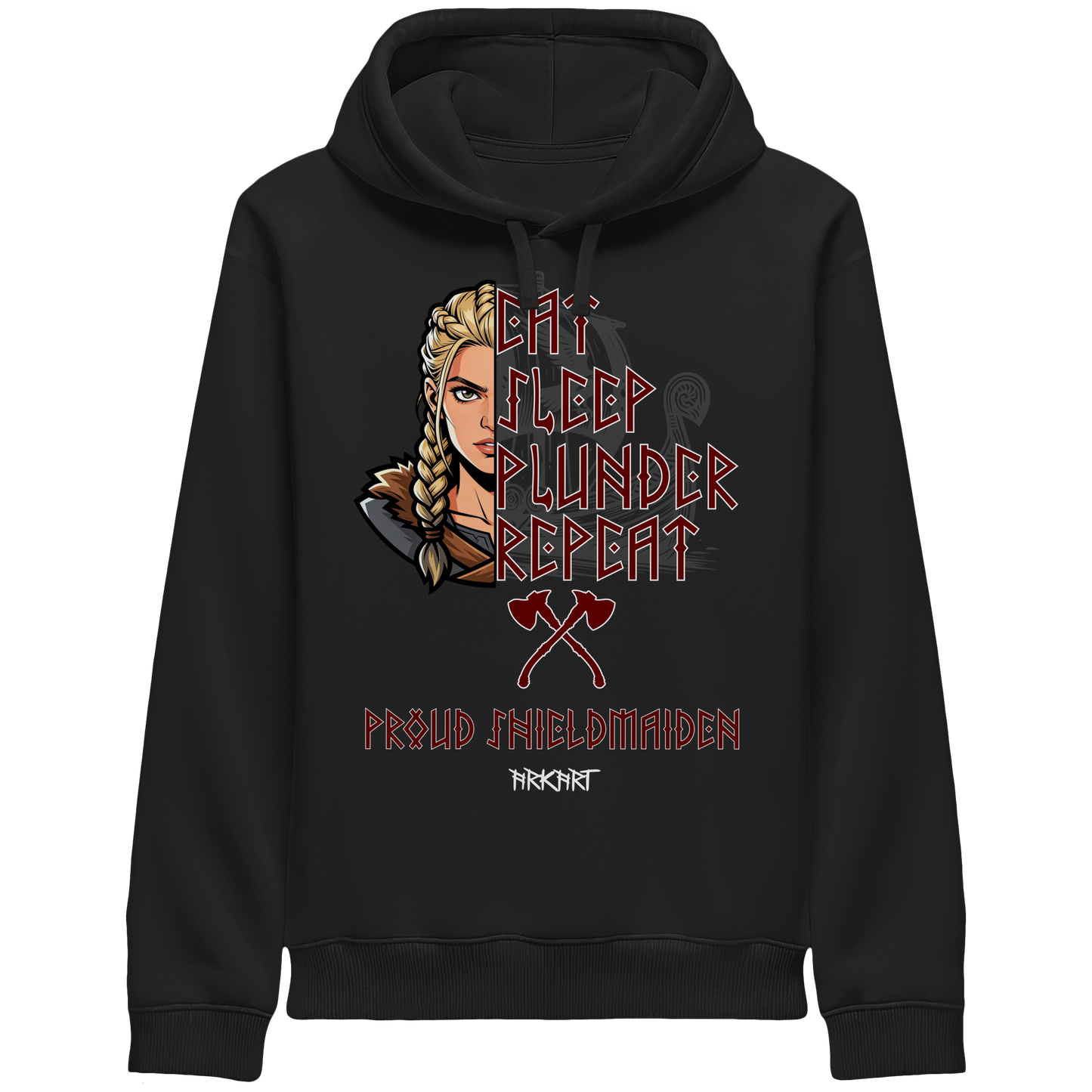 Eat, Sleep, Plunder, Repeat - Shieldmaiden - Side Pocket Hoodie