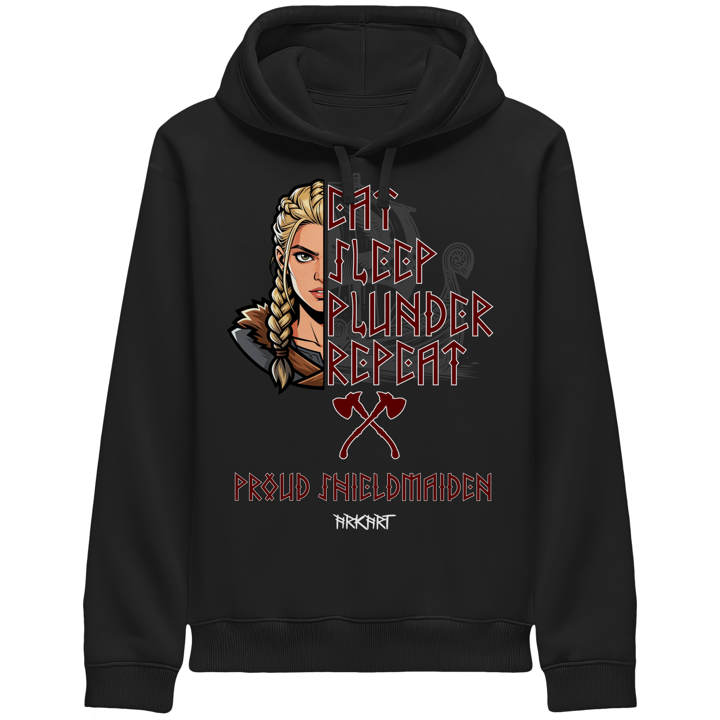 Eat, Sleep, Plunder, Repeat - Shieldmaiden - Side Pocket Hoodie
