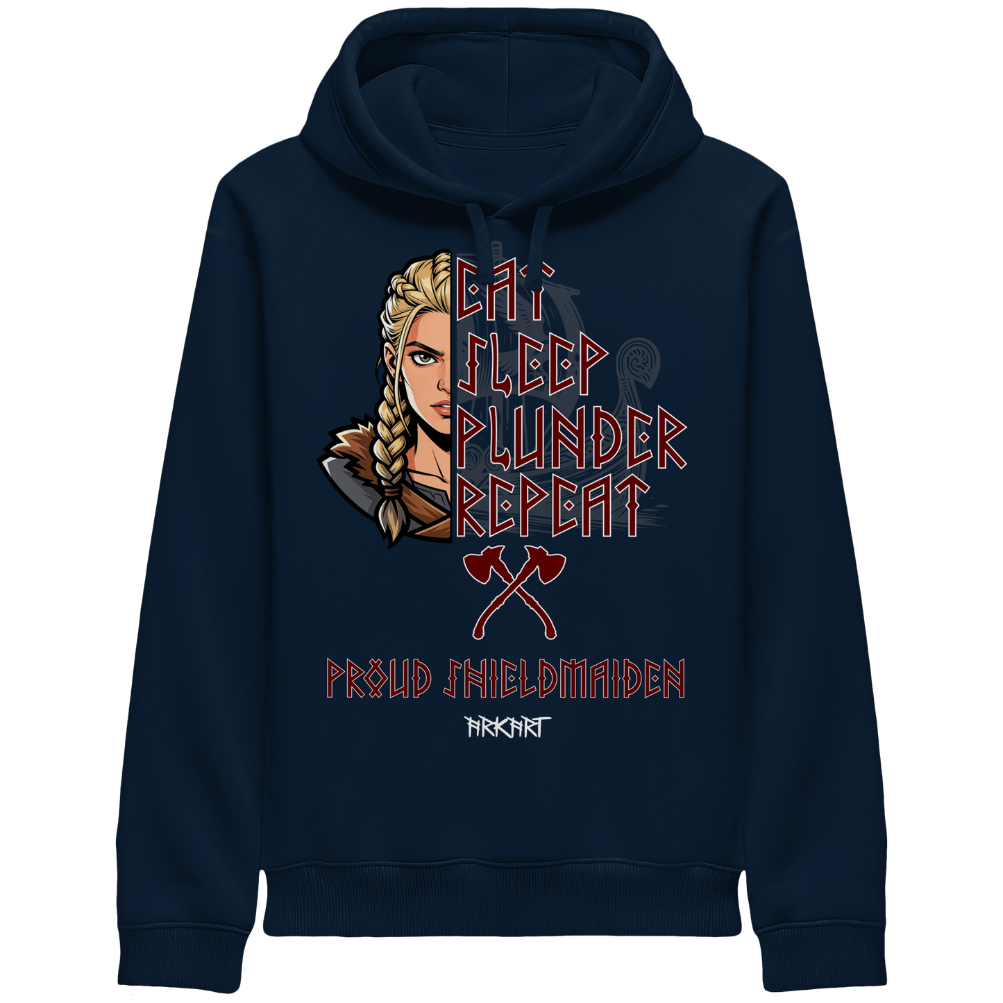 Eat, Sleep, Plunder, Repeat - Shieldmaiden - Side Pocket Hoodie
